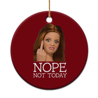Funny Doll Face Disgusted Ceramic Ornament Nope Not Today Meme