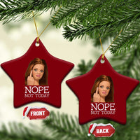 Funny Doll Face Disgusted Ceramic Ornament Nope Not Today Meme