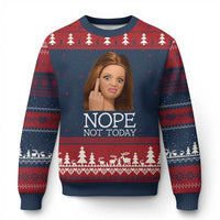 Funny Doll Face Disgusted Ugly Christmas Sweater Nope Not Today Meme