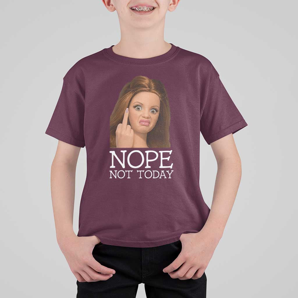 Funny Doll Face Disgusted T Shirt For Kid Nope Not Today Meme