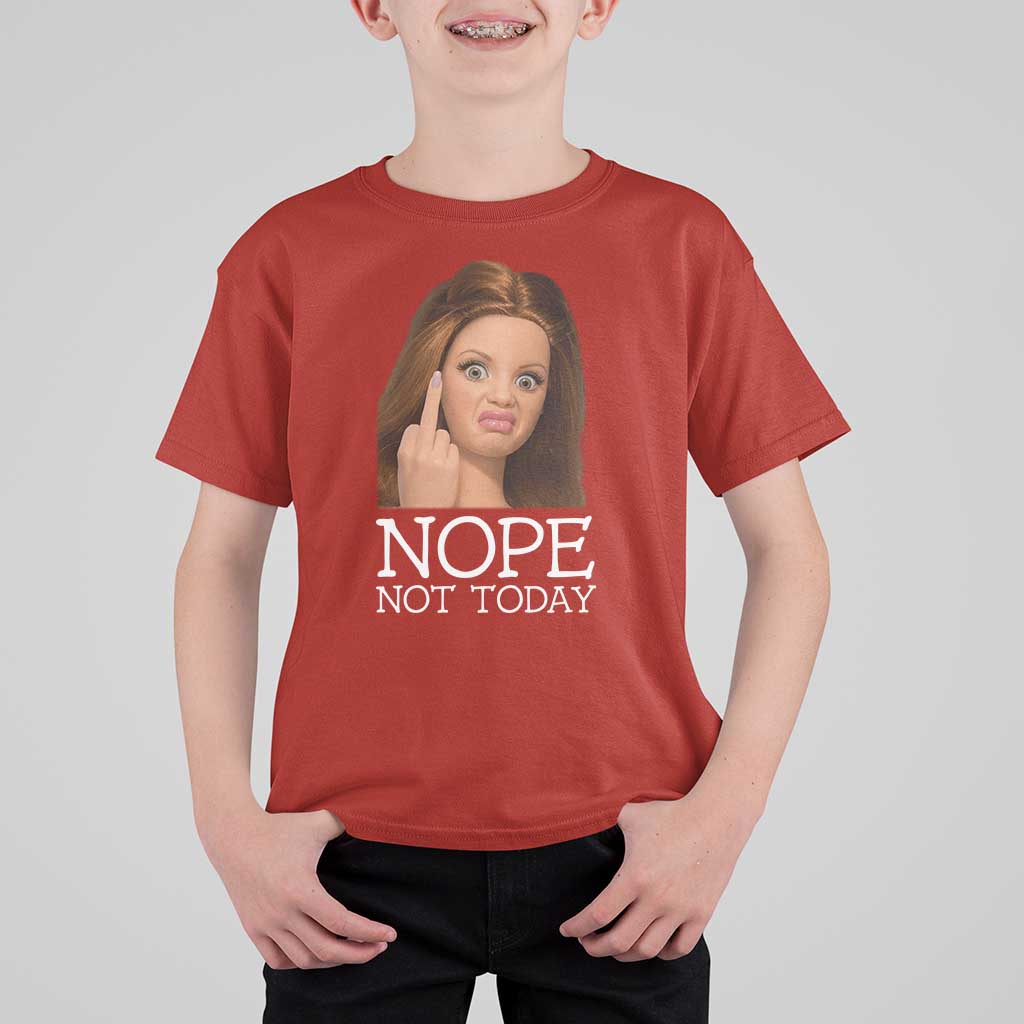 Funny Doll Face Disgusted T Shirt For Kid Nope Not Today Meme