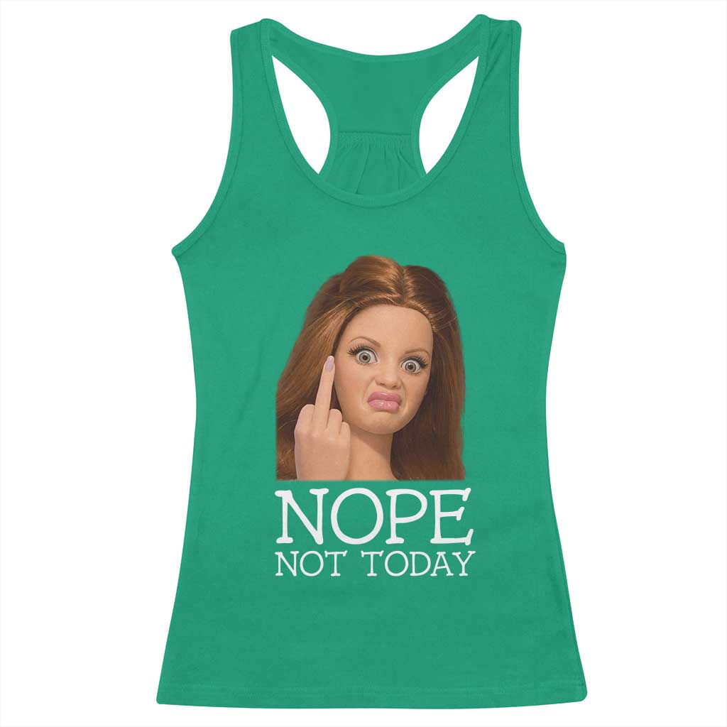 Funny Doll Face Disgusted Racerback Tank Top Nope Not Today Meme