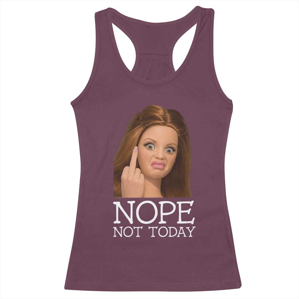 Funny Doll Face Disgusted Racerback Tank Top Nope Not Today Meme