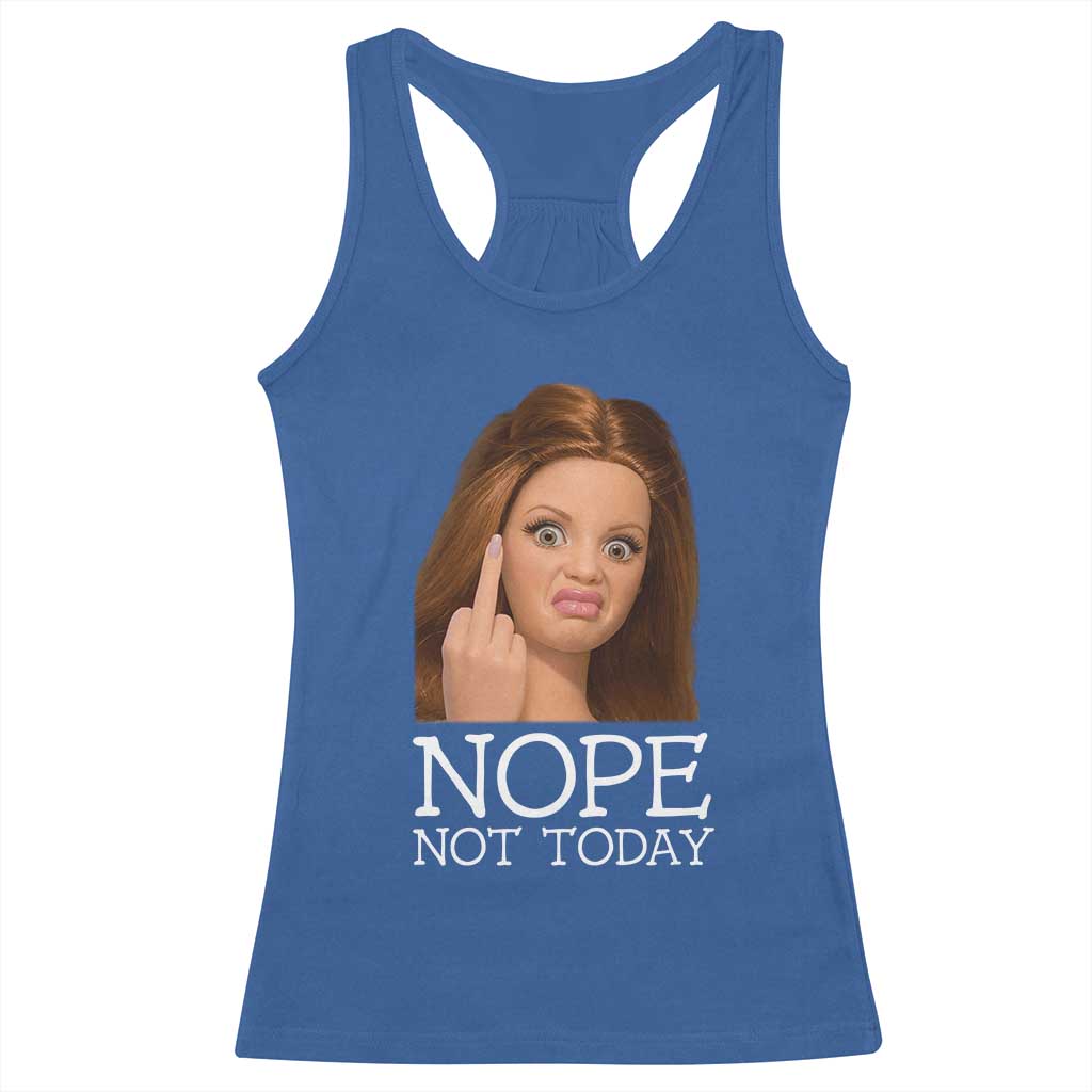 Funny Doll Face Disgusted Racerback Tank Top Nope Not Today Meme