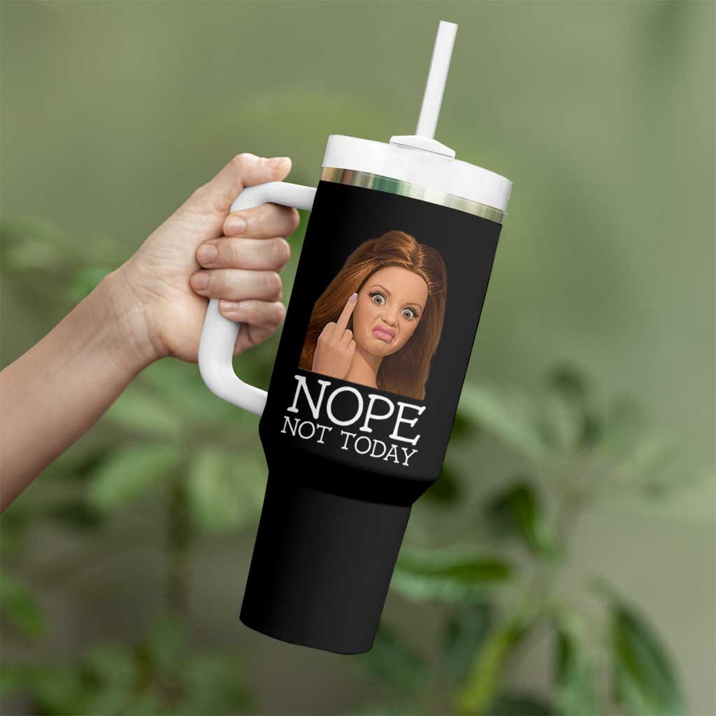 Funny Doll Face Disgusted Tumbler With Handle Nope Not Today Meme