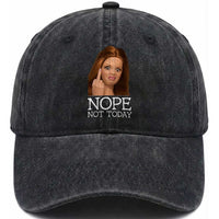 Funny Doll Face Disgusted Washed Cotton Baseball Cap Nope Not Today Meme