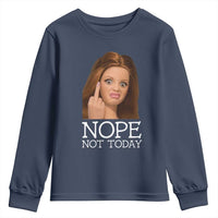 Funny Doll Face Disgusted Youth Sweatshirt Nope Not Today Meme