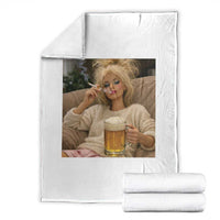 Funny Smoking And Drinking Doll Meme Throw Blanket Weekend Relaxation
