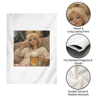 Funny Smoking And Drinking Doll Meme Garden Flag Weekend Relaxation