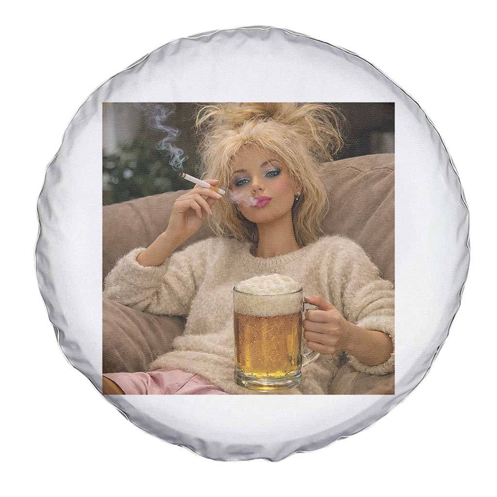 Funny Smoking And Drinking Doll Meme Spare Tire Cover Weekend Relaxation