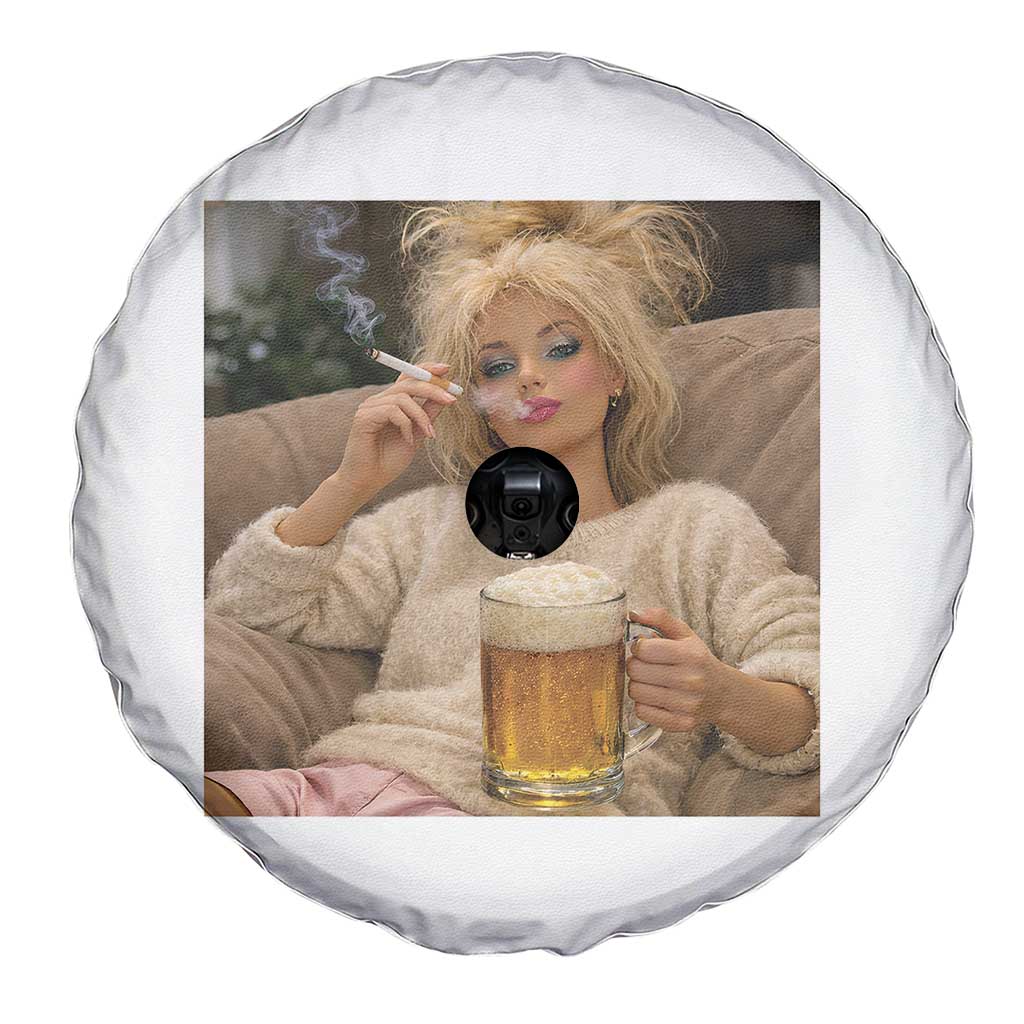Funny Smoking And Drinking Doll Meme Spare Tire Cover Weekend Relaxation
