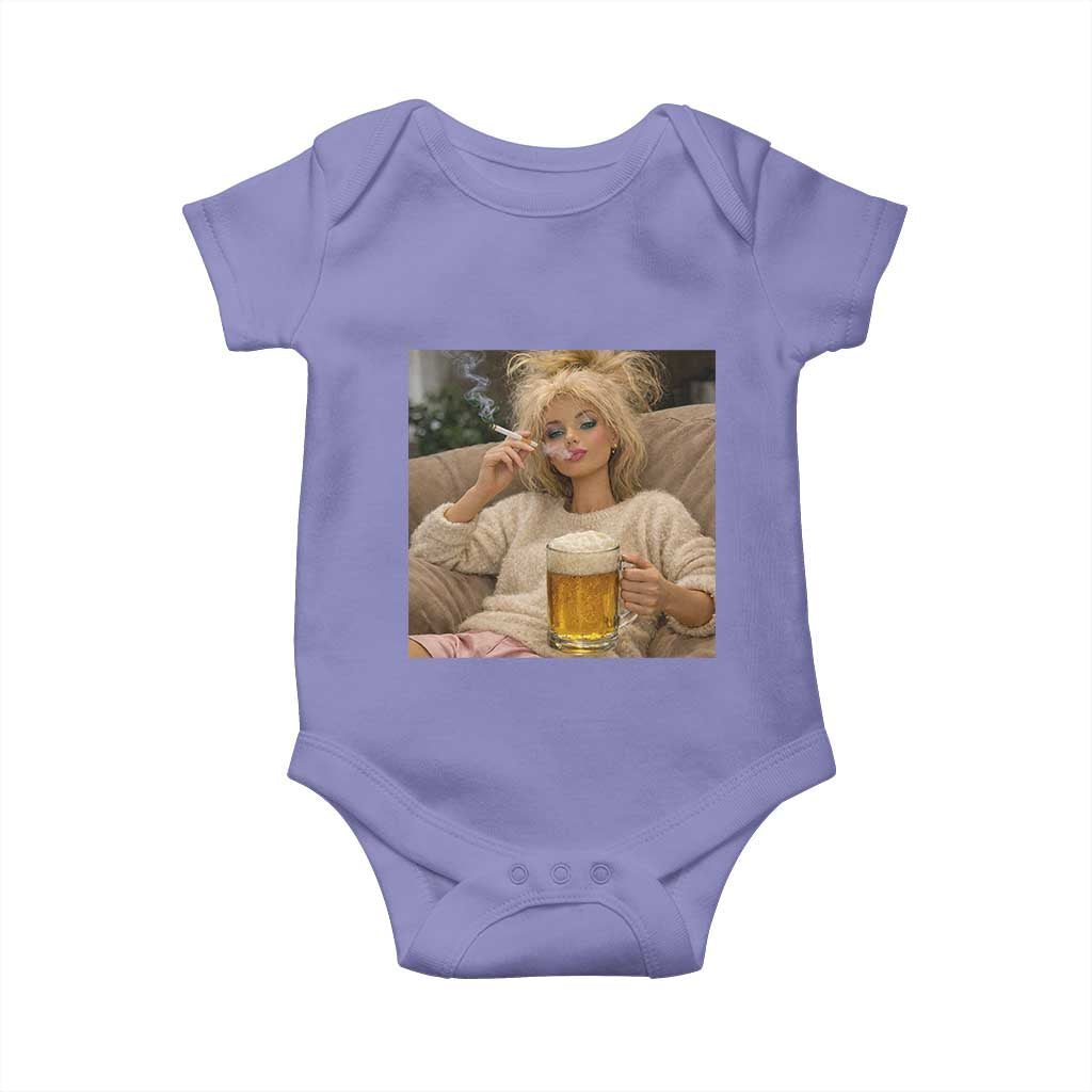 Funny Smoking And Drinking Doll Meme Baby Onesie Weekend Relaxation
