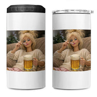 Funny Smoking And Drinking Doll Meme 4 in 1 Can Cooler Tumbler Weekend Relaxation