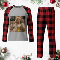 Funny Smoking And Drinking Doll Meme Plaid Pajama Set Weekend Relaxation