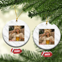 Funny Smoking And Drinking Doll Meme Ceramic Ornament Weekend Relaxation