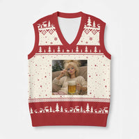Funny Smoking And Drinking Doll Meme V-Neck Knit Sweater Vest Weekend Relaxation