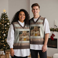 Funny Smoking And Drinking Doll Meme V-Neck Knit Sweater Vest Weekend Relaxation