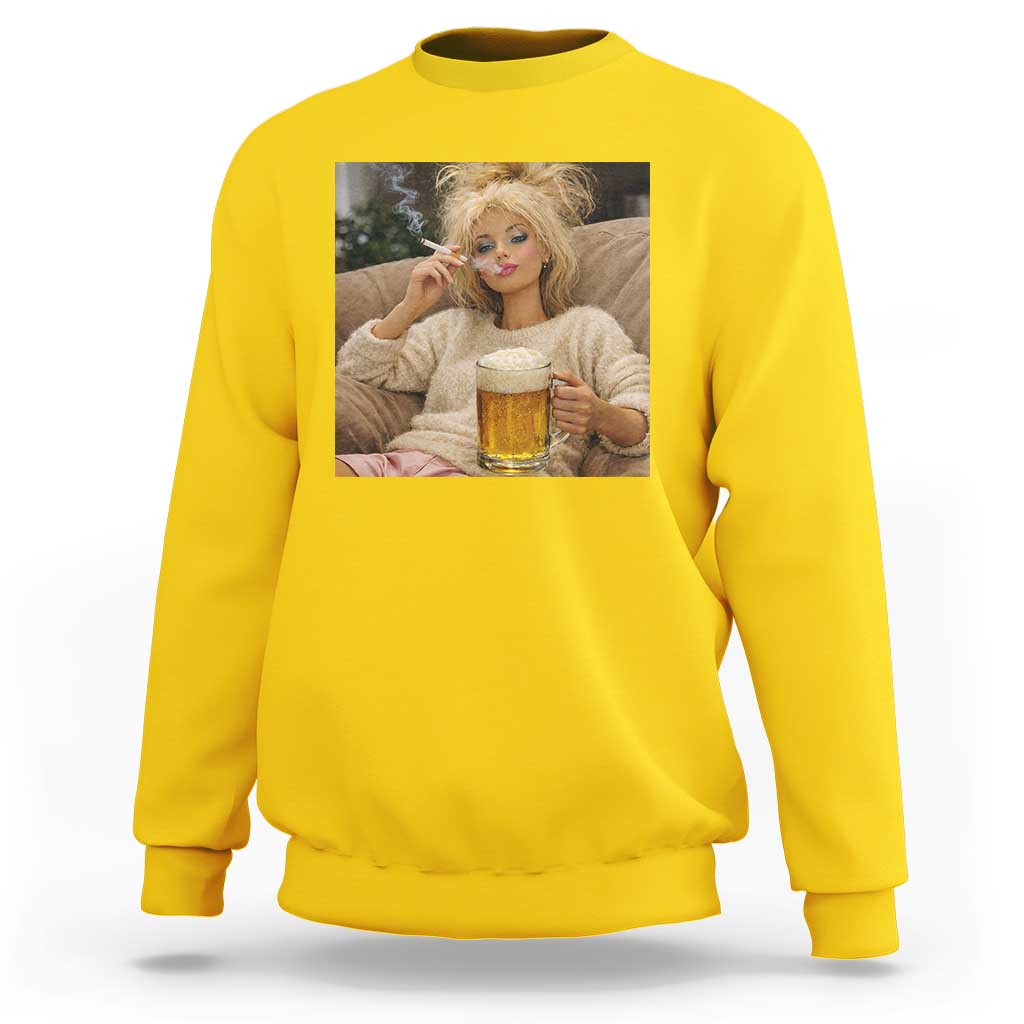Funny Smoking And Drinking Doll Meme Sweatshirt Weekend Relaxation