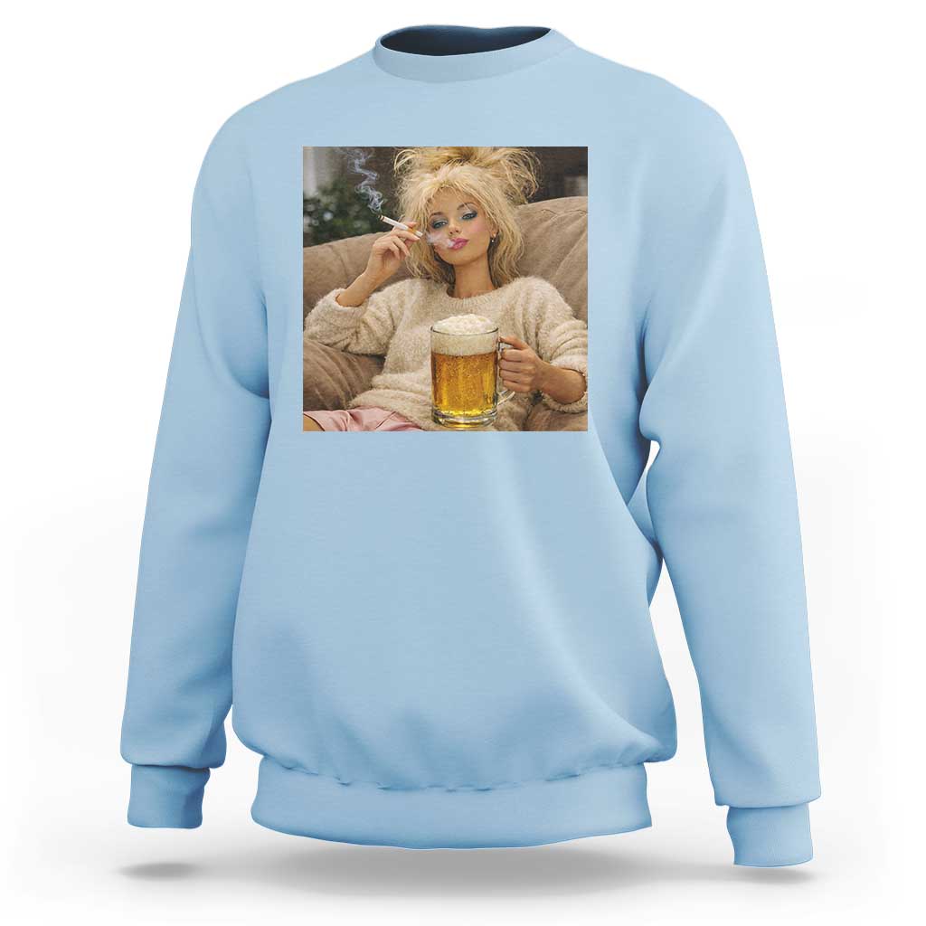 Funny Smoking And Drinking Doll Meme Sweatshirt Weekend Relaxation