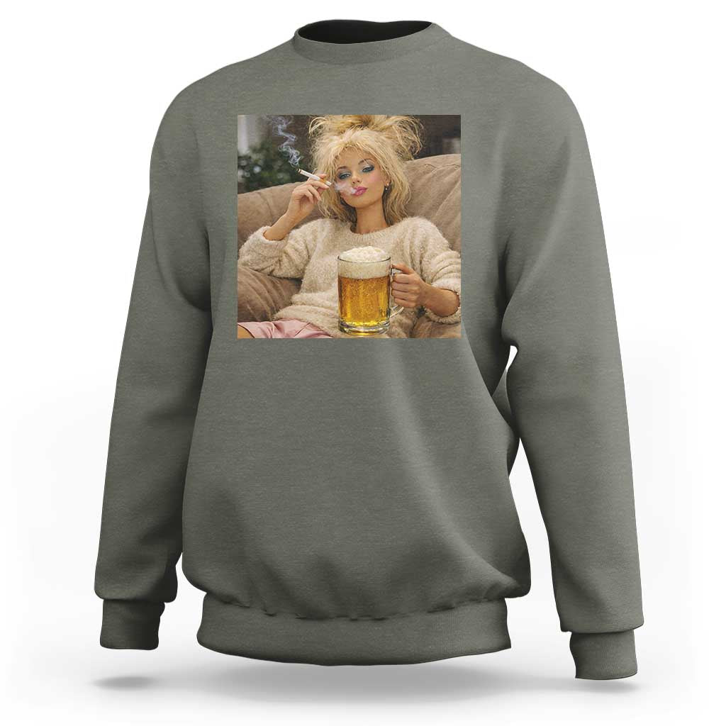 Funny Smoking And Drinking Doll Meme Sweatshirt Weekend Relaxation