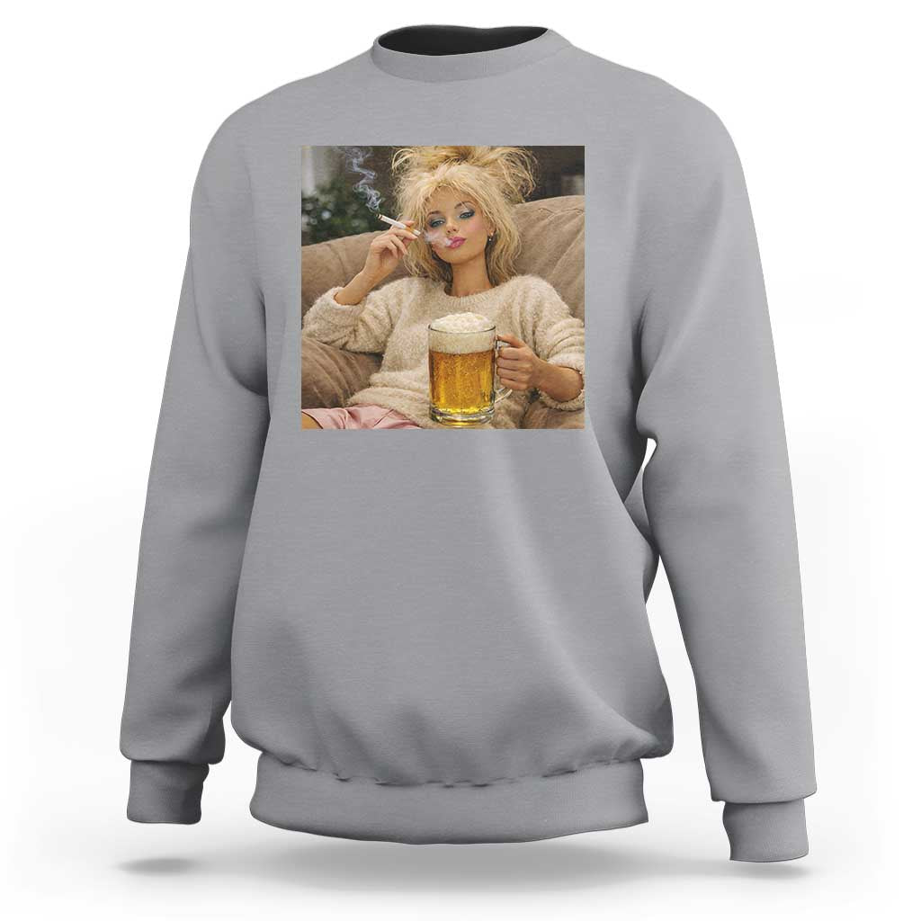 Funny Smoking And Drinking Doll Meme Sweatshirt Weekend Relaxation