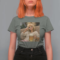 Funny Smoking And Drinking Doll Meme T Shirt For Women Weekend Relaxation
