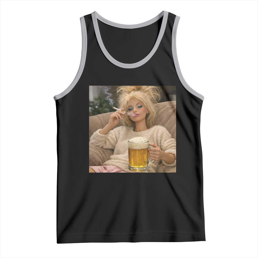 Funny Smoking And Drinking Doll Meme Tank Top Weekend Relaxation