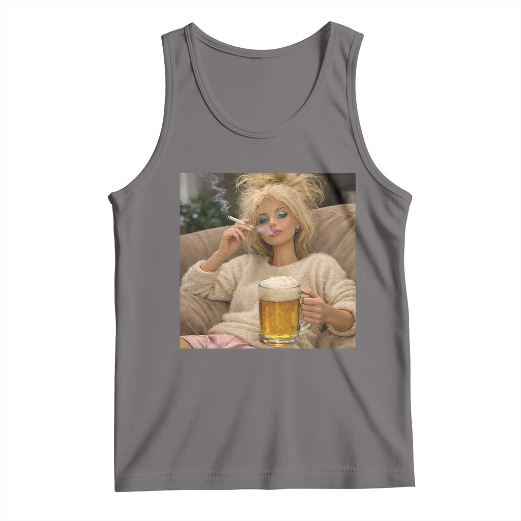 Funny Smoking And Drinking Doll Meme Tank Top Weekend Relaxation