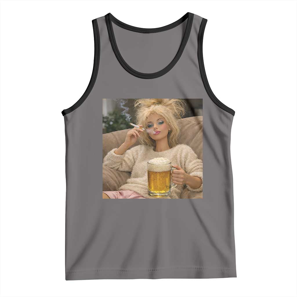 Funny Smoking And Drinking Doll Meme Tank Top Weekend Relaxation