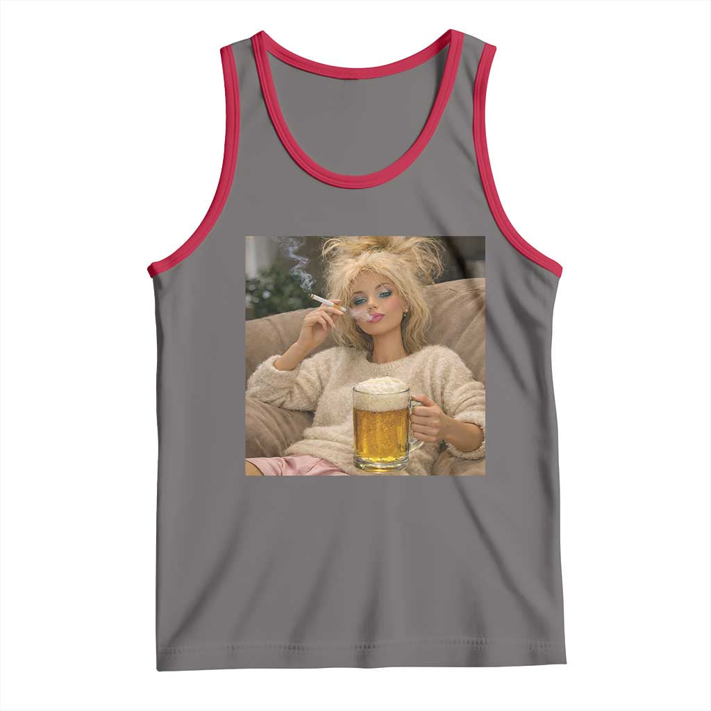 Funny Smoking And Drinking Doll Meme Tank Top Weekend Relaxation