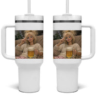 Funny Smoking And Drinking Doll Meme Tumbler With Handle Weekend Relaxation