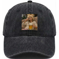Funny Smoking And Drinking Doll Meme Washed Cotton Baseball Cap Weekend Relaxation