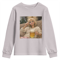 Funny Smoking And Drinking Doll Meme Youth Sweatshirt Weekend Relaxation