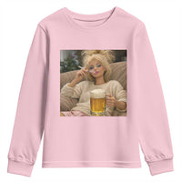 Funny Smoking And Drinking Doll Meme Youth Sweatshirt Weekend Relaxation
