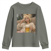 Funny Smoking And Drinking Doll Meme Youth Sweatshirt Weekend Relaxation