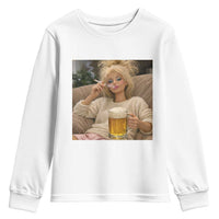 Funny Smoking And Drinking Doll Meme Youth Sweatshirt Weekend Relaxation