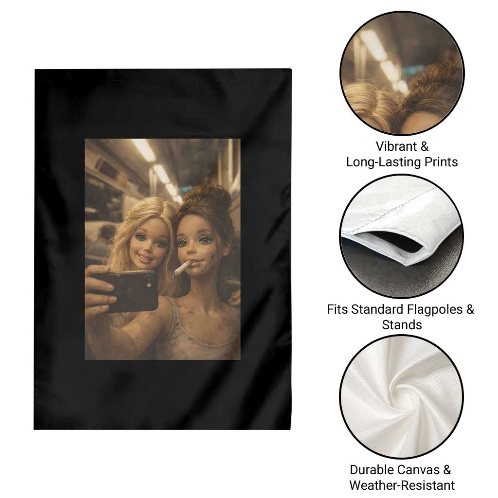 Funny Selfie Doll Meme Garden Flag Aesthetic Doll Face Graphic
