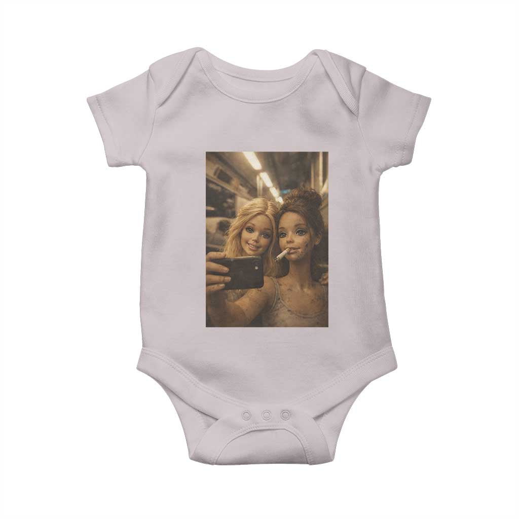 Funny Selfie Doll Meme Baby Onesie Aesthetic Doll Face Graphic