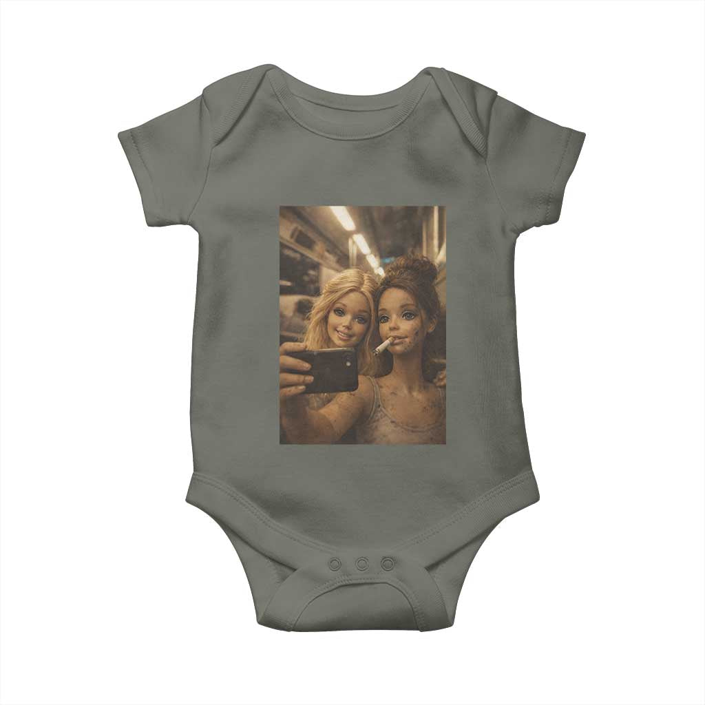 Funny Selfie Doll Meme Baby Onesie Aesthetic Doll Face Graphic