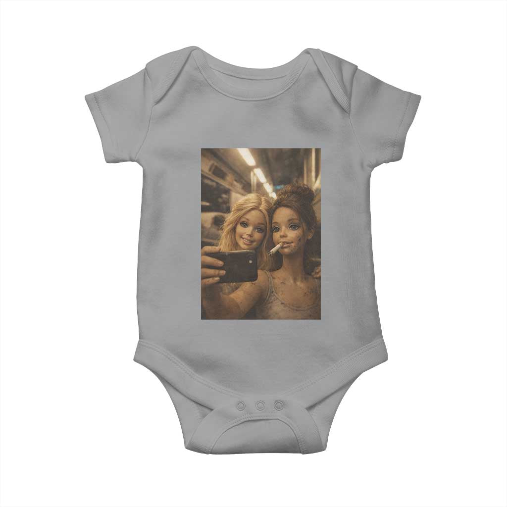 Funny Selfie Doll Meme Baby Onesie Aesthetic Doll Face Graphic