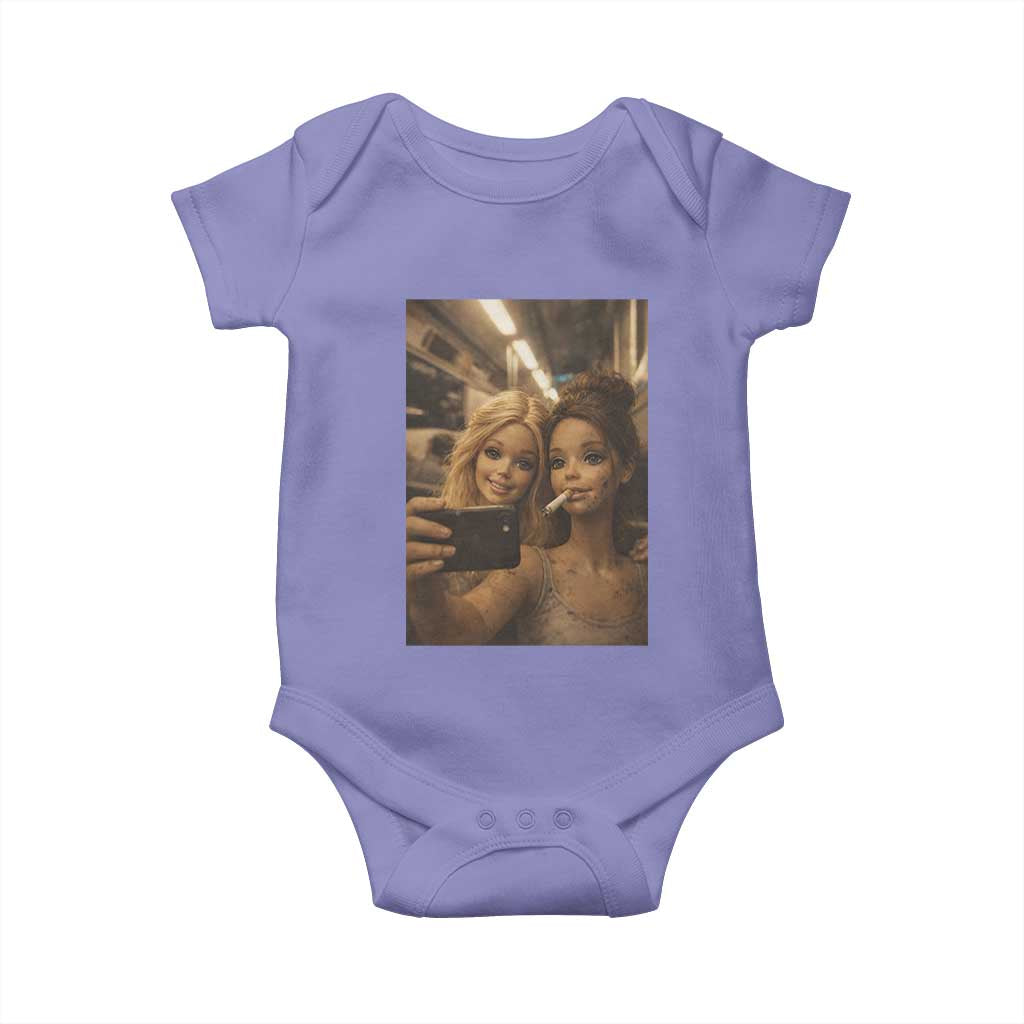 Funny Selfie Doll Meme Baby Onesie Aesthetic Doll Face Graphic