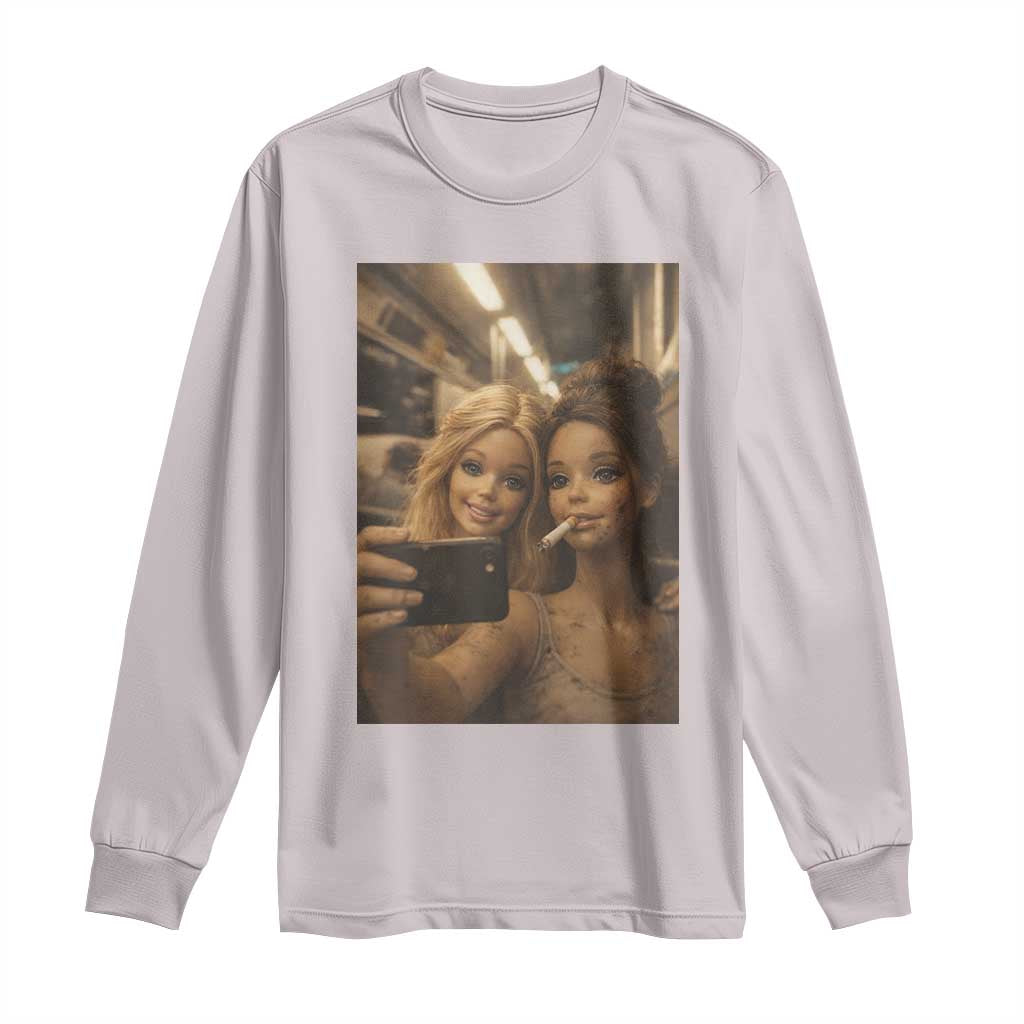 Funny Selfie Doll Meme Long Sleeve Shirt Aesthetic Doll Face Graphic