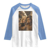 Funny Selfie Doll Meme Raglan Shirt Aesthetic Doll Face Graphic