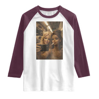 Funny Selfie Doll Meme Raglan Shirt Aesthetic Doll Face Graphic