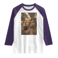 Funny Selfie Doll Meme Raglan Shirt Aesthetic Doll Face Graphic