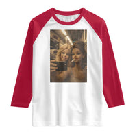 Funny Selfie Doll Meme Raglan Shirt Aesthetic Doll Face Graphic