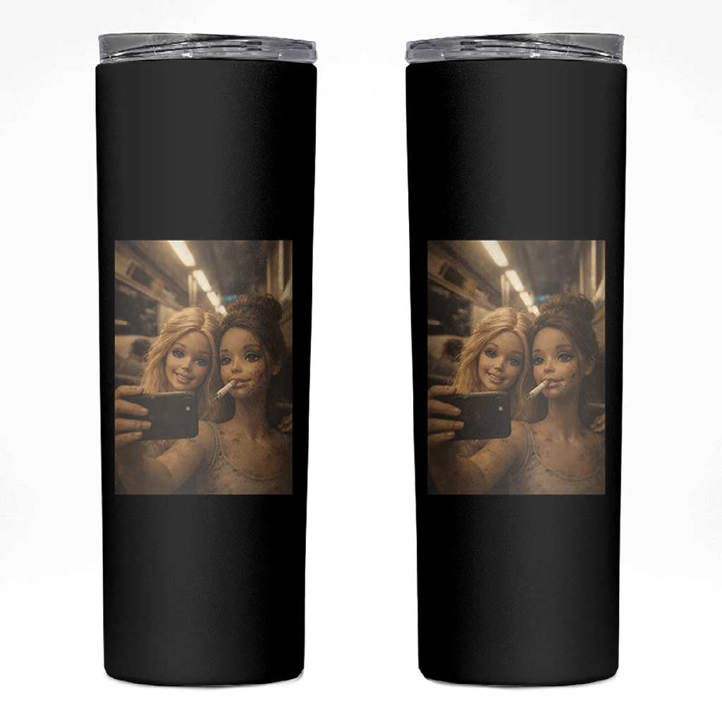 Funny Selfie Doll Meme Skinny Tumbler Aesthetic Doll Face Graphic