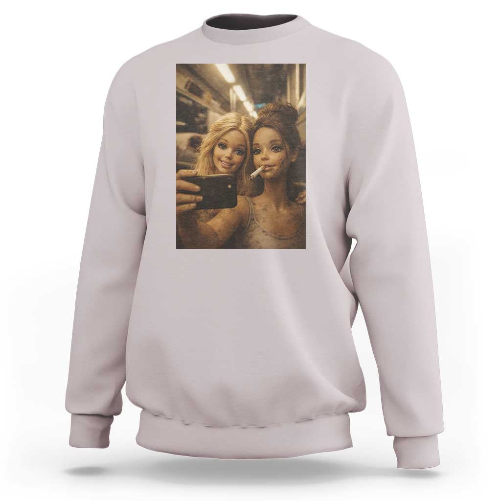 Funny Selfie Doll Meme Sweatshirt Aesthetic Doll Face Graphic