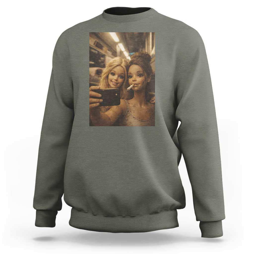 Funny Selfie Doll Meme Sweatshirt Aesthetic Doll Face Graphic