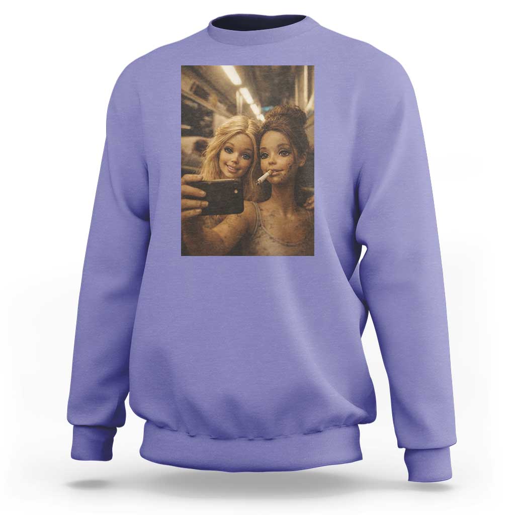 Funny Selfie Doll Meme Sweatshirt Aesthetic Doll Face Graphic